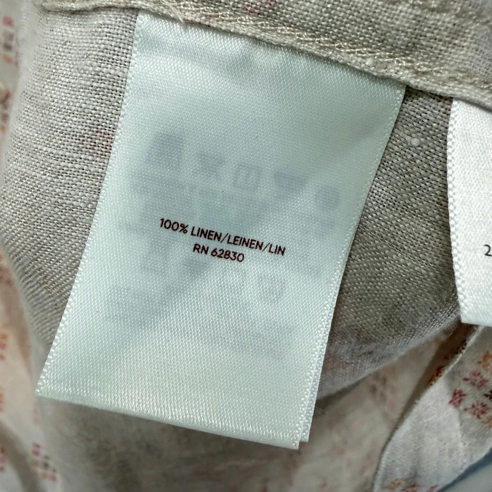 Blake Shelton x Lands‎ End Shirt Mens Medium Beige 100% Linen Western Print